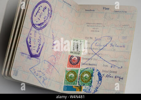 1984 Passport Visa Stempel für eine touristische Ägypten besuchen, Stockfoto