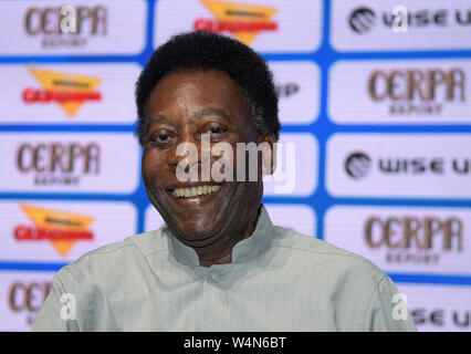 Der größte Fußballer aller Zeiten Edson Arantes do Nascimento, Pelé, Botschafter der Carioca Meisterschaft, während einer Pressekonferenz in der Cit Stockfoto