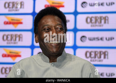 Der größte Fußballer aller Zeiten Edson Arantes do Nascimento, Pelé, Botschafter der Carioca Meisterschaft, während einer Pressekonferenz in der Cit Stockfoto