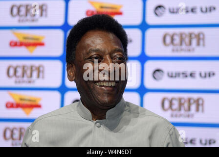 Der größte Fußballer aller Zeiten Edson Arantes do Nascimento, Pelé, Botschafter der Carioca Meisterschaft, während einer Pressekonferenz in der Cit Stockfoto