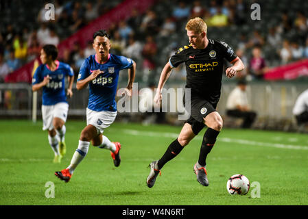 Hong Kong, Hong Kong SAR, China. 24. Juli, 2019. Kitchee FC vs Manchester City Football Club vor der Saison freundlich in Hong Kong Stadium, Causeway Bay. Man beat einheimischen Kitchee FC 6-1 mit Zielen von D. Silva, L. Sané, R., das Sterling, N.Z. Touaizi und I.P. La Rosa. Credit: HKPhotoNews/Alamy leben Nachrichten Stockfoto