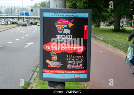 Reklametafeln Kwaku Festival in Amsterdam Die Niederlande 2019 Stockfoto