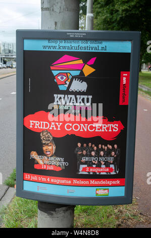 Reklametafeln Kwaku Festival in Amsterdam Die Niederlande 2019 Stockfoto