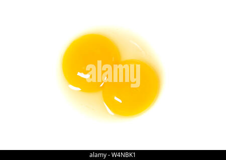 Doppelzimmer mit Eigelb, seltsame zwei Eigelb in ein Huhn Glück ei Stockfoto