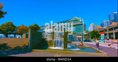 Seattle, Washington, USA (mai 10, 2019) Downtown Seattle, Seattle, Downtown Brunnen, sehr berühmten Lehrer Stockfoto