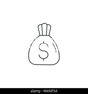Geld beutel Symbol Leitung, umriss Vektor logo Illustration, lineare Piktogramm isoliert auf weißem Stock Vektor