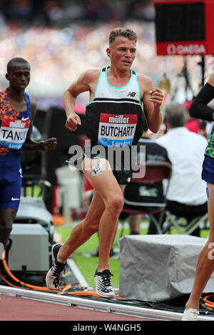 Andrew BUTCHART (Großbritannien) konkurrieren in der Männer 5000 m-Finale bei den 2019, IAAF Diamond League, Jubiläum Spiele, Queen Elizabeth Olympic Park, Stratford, London, UK. Stockfoto