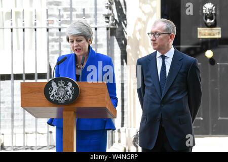 Theresa May Blätter Downing Street. London, Großbritannien. 24/07/2019 Stockfoto