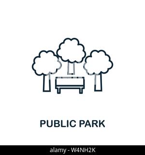 Öffentlicher Park Übersicht Symbol. Dünne Design von Stadt Elemente icons Collection. Pixel Perfect Symbol der öffentlichen Park Symbol. Web Design, Apps, Software Stock Vektor