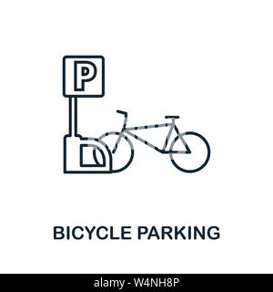 Fahrrad parken Übersicht Symbol. Dünne Design von Stadt Elemente icons Collection. Pixel Perfect Symbol der Fahrradabstellplätze Symbol. Web Design, Apps Stock Vektor