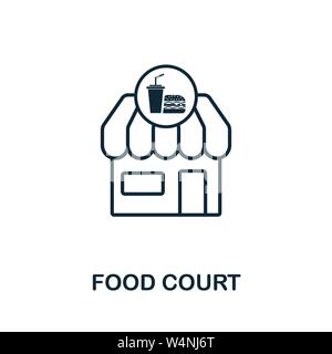 Food Court Umrisse Symbol. Dünne Design von Stadt Elemente icons Collection. Pixel Perfect Symbol der food court Symbol. Web Design, Apps, Software Stock Vektor