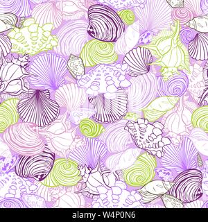 Vektor lila Rapport mit Vielzahl von overlaping Seashells. Romantische pink Thema. Perfekt für Gewebe, Scrapbooking, wallpaper Projekte. Stock Vektor