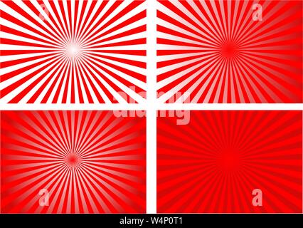 Rot retro Abstract sunburst Hintergründe Vektor einrichten Stock Vektor