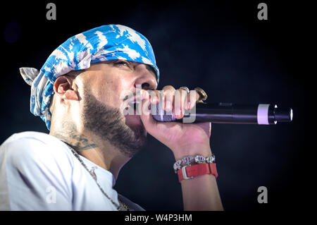 Juli 23, 2019, Toronto, Ontario, Kanada: Amerikanische Rapper, Sänger, Songwriter, Produzent, Unternehmer und Datensatz executive französisches Montana führt an Budweiser Stadium in Toronto. (Bild: © Igor Vidyashev/ZUMA Draht) Stockfoto