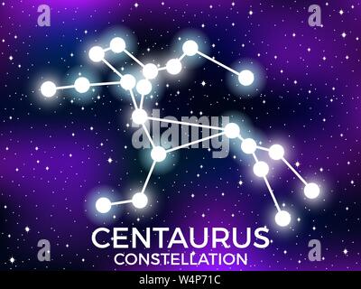 Centaurus Konstellation. Sternenhimmel. Sternzeichen. Cluster von Sternen und Galaxien. Deep Space. Vector Illustration Stock Vektor