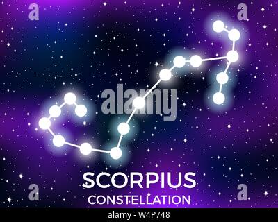 Scorpius Konstellation. Sternenhimmel. Sternzeichen. Cluster von Sternen und Galaxien. Deep Space. Vector Illustration Stock Vektor