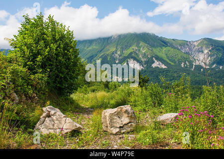 Die Landschaft Hügel rund um den kleinen Hügel Dorf Prossennico in Friaul-Julisch Venetien im Nordosten Italiens Stockfoto