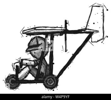 Skizze explorer Ranger Mann in Ultraleichtflugzeuge Seite anzeigen. Stockfoto