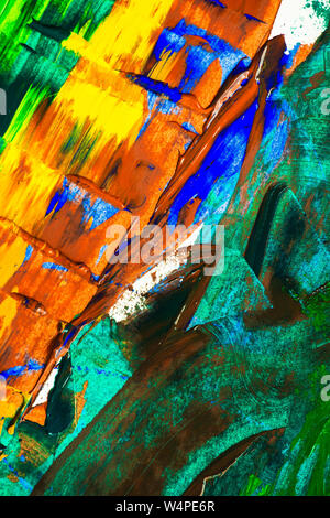 Abstrakte Acryl Ölfarben schließen bis auf Leinwand Textur Hintergrund, farbenfrohe Malerei Pinselstriche, kreative Kunst Wallpaper Stockfoto