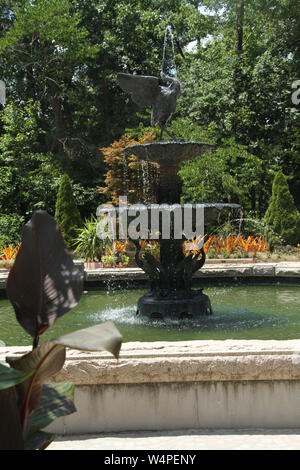 Die zentrale Fontäne in Sarah Duke's Gärten in Durham, NC, USA Stockfoto