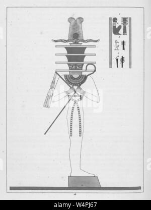 Alten Ägyptischen Gott Ptah, Gott der Handwerker und Architekten, Illustration aus dem Buch "Pantheon" egyptien von Leon Jean Joseph Dubois, 1824. Von der New York Public Library. () Stockfoto