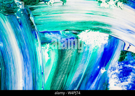 Blaue Tinte Öl Acryl Pinsel Striche Textur Malerei Hintergrund Stockfoto