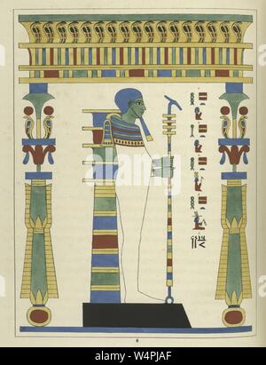 Alten Ägyptischen Gott Ptah, in Form einer Mumifizierten Mann hält das Zepter, Gott der Handwerker und Architekten, Illustration aus dem Buch "Pantheon" egyptien von Leon Jean Joseph Dubois, 1824. Von der New York Public Library. () Stockfoto