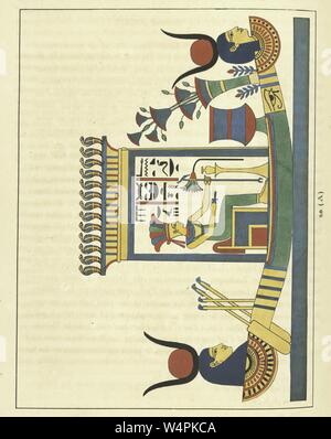 Antike Ägyptische Emblem der Göttin Anuket, die Tochter des Sonnengottes Ra, Illustration aus dem Buch "Pantheon" egyptien von Leon Jean Joseph Dubois, 1824. Von der New York Public Library. () Stockfoto