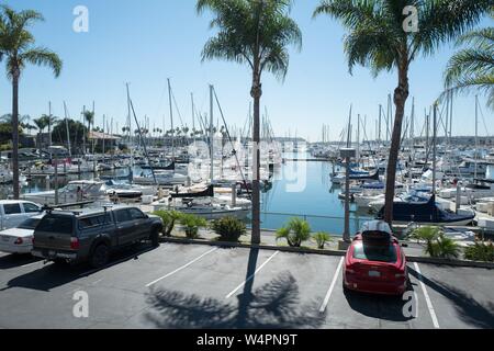 Hohen winkel Blick auf die Boote im Hafen Marina del Rey in der Nähe von Los Angeles, Kalifornien, 20. Oktober 2018. () Stockfoto