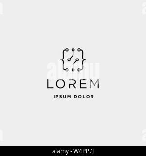 Codierung digital Logo Design Template vector Programmiergeräts an lineart Symbol Stock Vektor