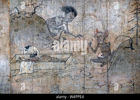 Gaki Zoshi (hungrige Geister Scrollen), Detail, Farbe auf Papier, Heian Periode, 12. Jahrhundert Stockfoto