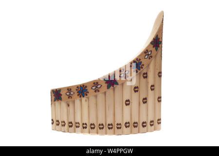 Panflöte auf weißem Hintergrund Stockfoto