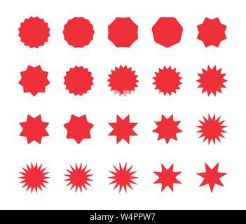 Rot starburst Abzeichen. Leere Rabatt Preis Aufkleber, Angebot Verkauf Tag. Stock Vektor