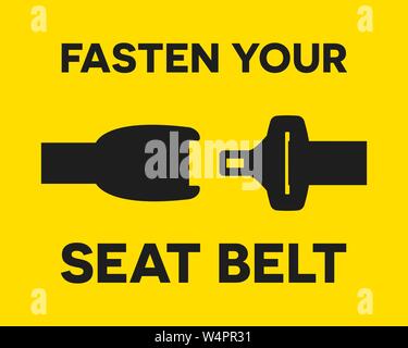 Befestigen Sie den Sicherheitsgurt unterzeichnen. Sichere Fahrt im Auto Kalligraphie Schrift zitieren. Vektor kreative Abenteuer motivation Typografie Poster. Stock Vektor
