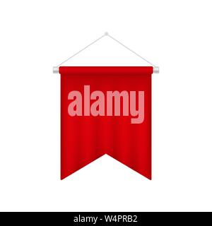 Leere rote Wimpel Vorlage. Realistische 3D-Flagge Stock Vektor