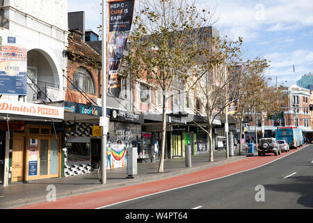 Oxford Street in Paddington und viktorianischen Terrassenläden und Geschäften in Sydney, New South Wales, Australien Stockfoto