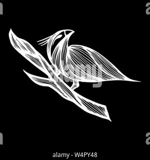 Vogel handgezeichnete Niederlassung in outline Style auf weißem Hintergrund. Hintergrund Vector Illustration. Vogel handgezeichnete Zweig in der abstrakten Stil. Vektor desi Stock Vektor
