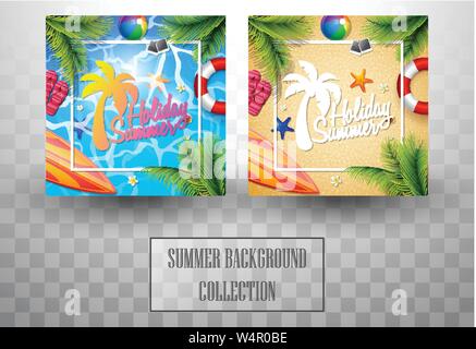 Schöne Ansicht von oben Sommer Strand Hintergrund Sammlungen Stock Vektor