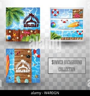 Schöne Ansicht von oben Sommer Strand Hintergrund Sammlungen Stock Vektor