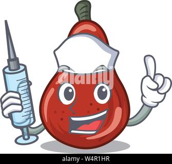 Krankenschwester rote Birnen in einem Cartoon Warenkorb Vector Illustration Stock Vektor