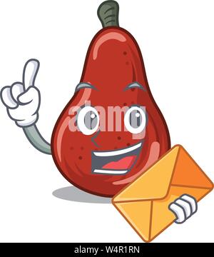 Mit Umschlag rote Birnen in einem Cartoon Warenkorb Vector Illustration Stock Vektor