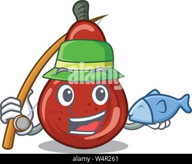 Angeln rote Birnen in das Maskottchen Vektor-illustration isoliert Stock Vektor