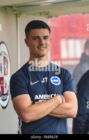 19. Juli 2019, Broadfield Stadium, Crawley, England; vor Saisonbeginn freundlich, Crawley vs Brighton: Leandro Trossard brighton neue signingCredit: Phil Westlake/News Bilder der Englischen Football League Bilder unterliegen DataCo Lizenz Stockfoto
