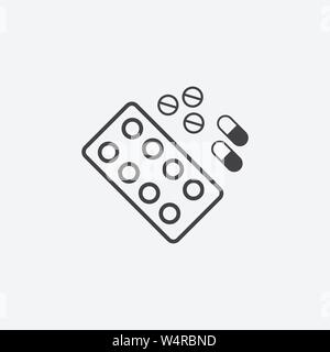 Tabs und Pills Glyph-Symbol. Monochromes Design einfaches Element. Schwarze Farbe Tabs und Pillen Symbol für Web und mobile. Sammlung von Gesundheitsleistungen Stock Vektor