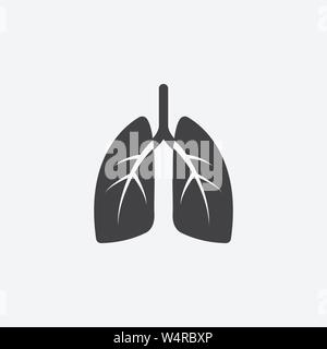 Glyphensymbol für die Lunge. Monochromes Design einfaches Element. Schwarzes Lungen-Symbol für Web und Handy. Sammlung von Gesundheitsleistungen Stock Vektor