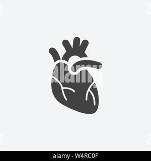 Symbol für Herzglyphe. Monochromes Design einfaches Element. Schwarzes Herz-Symbol für Web und Handy. Sammlung von Gesundheitsleistungen Stock Vektor