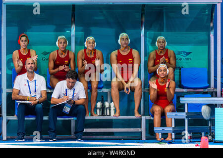 24-07-2019: WK Wasserball: Spanien gegen Ungarn: Gwangju Team Spanien Gwangju Südkorea 24/07/2019 Wasserball W44 ESP - HUN 18. FINA World Aquatics Championships Nambu University Grounds Orange Pictures / Deepbluemedia / Insidefoto Stockfoto