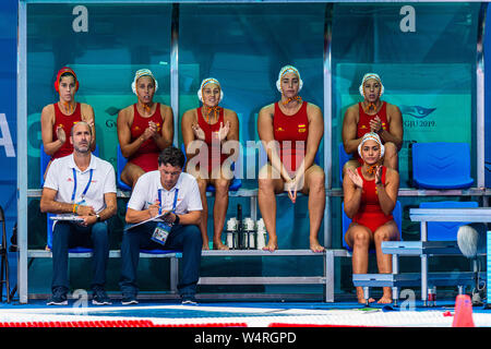 24-07-2019: WK Wasserball: Spanien gegen Ungarn: Gwangju Team Spanien Gwangju Südkorea 24/07/2019 Wasserball W44 ESP - HUN 18. FINA World Aquatics Championships Nambu University Grounds Orange Pictures / Deepbluemedia / Insidefoto Stockfoto