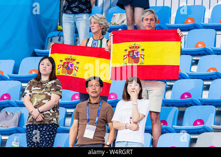 24-07-2019: WK Wasserball: Spanien gegen Ungarn: Gwangju Spanien Unterstützer Gwangju Südkorea 24/07/2019 Wasserball W44 ESP - HUN 18. FINA World Aquatics Championships Nambu University Grounds Orange Pictures / Deepbluemedia / Insidefoto Stockfoto