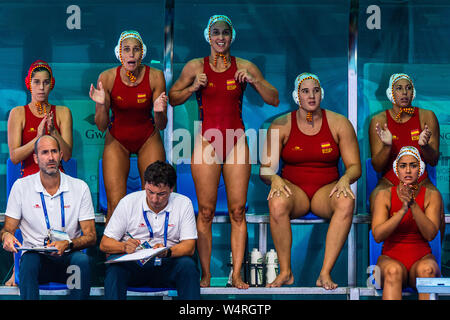 24-07-2019: WK Wasserball: Spanien gegen Ungarn: Gwangju Team Spanien Gwangju Südkorea 24/07/2019 Wasserball W44 ESP - HUN 18. FINA World Aquatics Championships Nambu University Grounds Orange Pictures / Deepbluemedia / Insidefoto Stockfoto